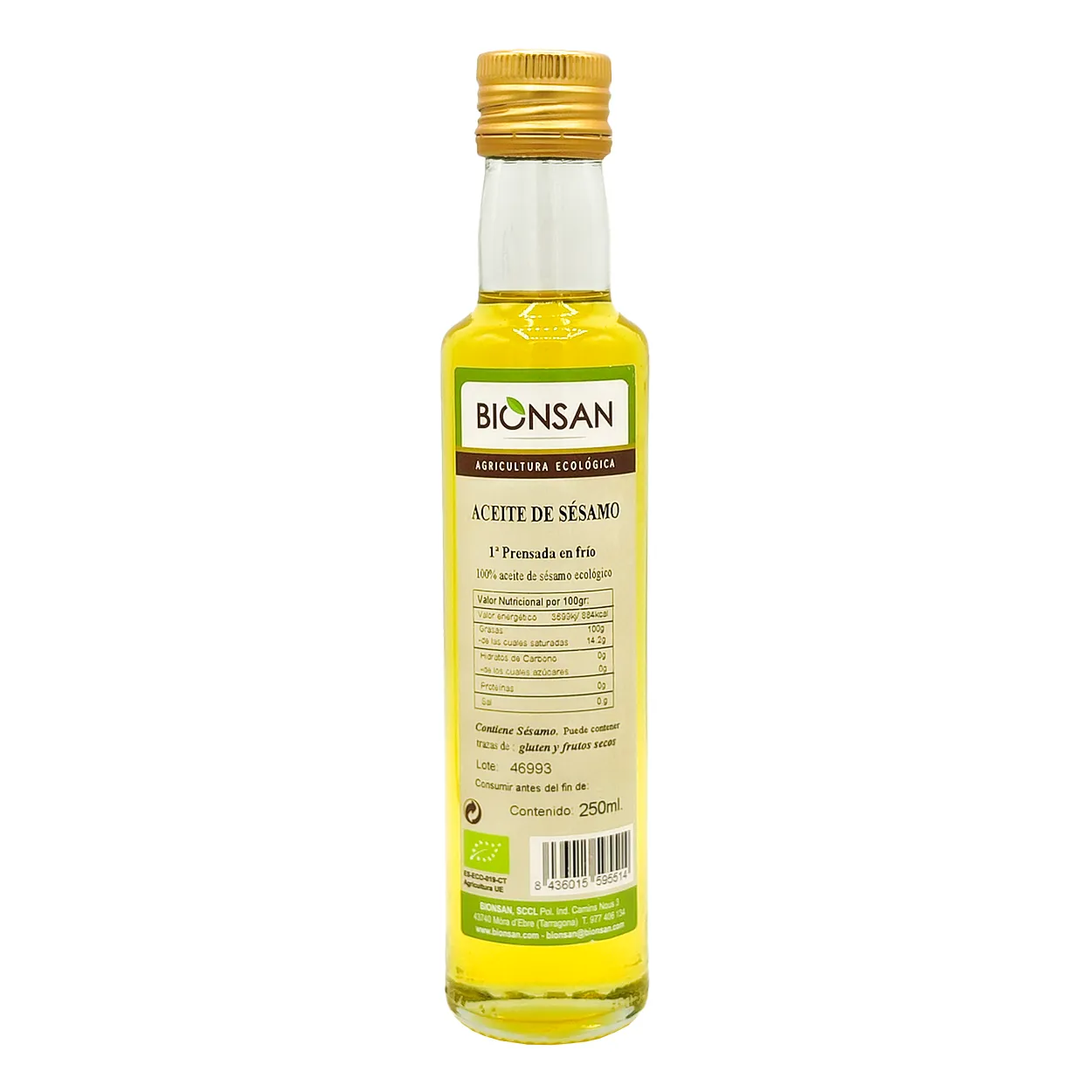 Aceite de Sésamo Ecológico de Primera Prensada en Frío 250ml.