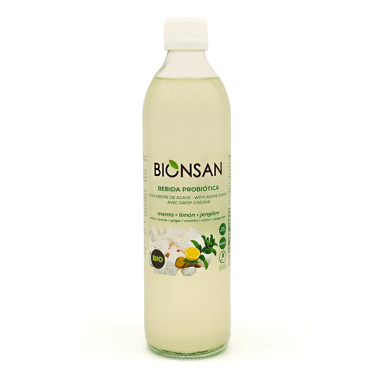 Bebida probiótica Bionsan de agua con Menta y Jengibre 500ml.