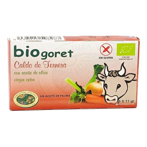 Cubitos de Caldo de Ternera con Verduras Ecológico Biogoret - 6 x 11gr.