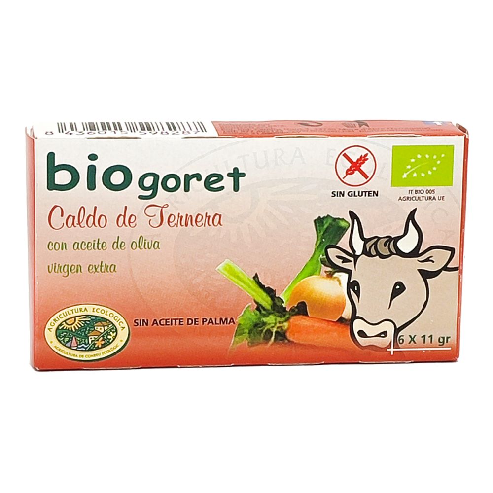 Cubitos de Caldo de Ternera con Verduras Ecológico Biogoret - 6 x 11gr.