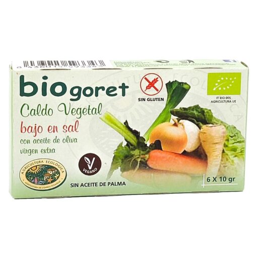 Cubitos de Caldo de Verduras Ecológico Bajo en Sal Biogoret - 6 x 10gr.