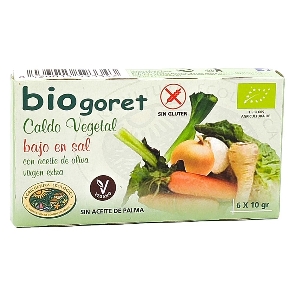 Cubitos de Caldo de Verduras Ecológico Bajo en Sal Biogoret - 6 x 10gr.