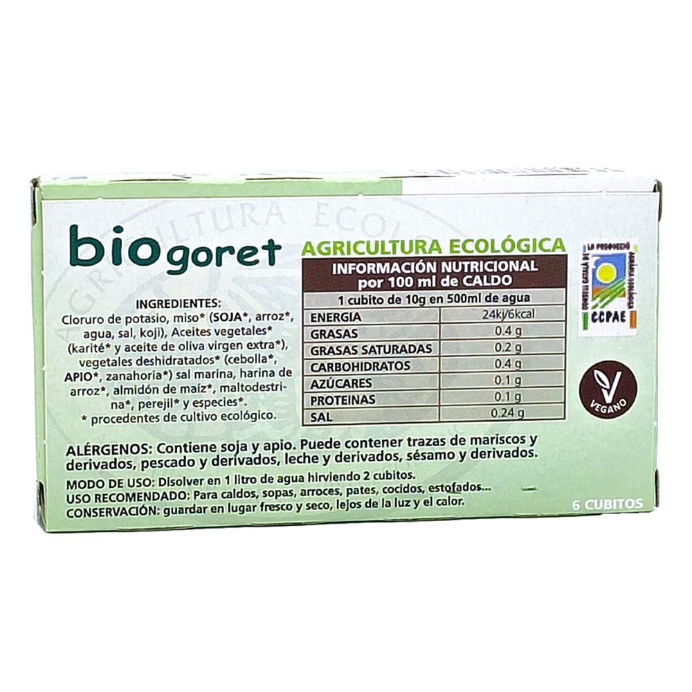 Cubitos de Caldo de Verduras Ecológico Bajo en Sal Biogoret - 6 x 10gr. - Imagen 2