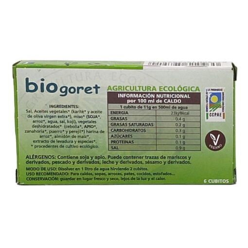 Cubitos de Caldo de Verduras Ecológico Biogoret - 6 x 11gr. - Imagen 2