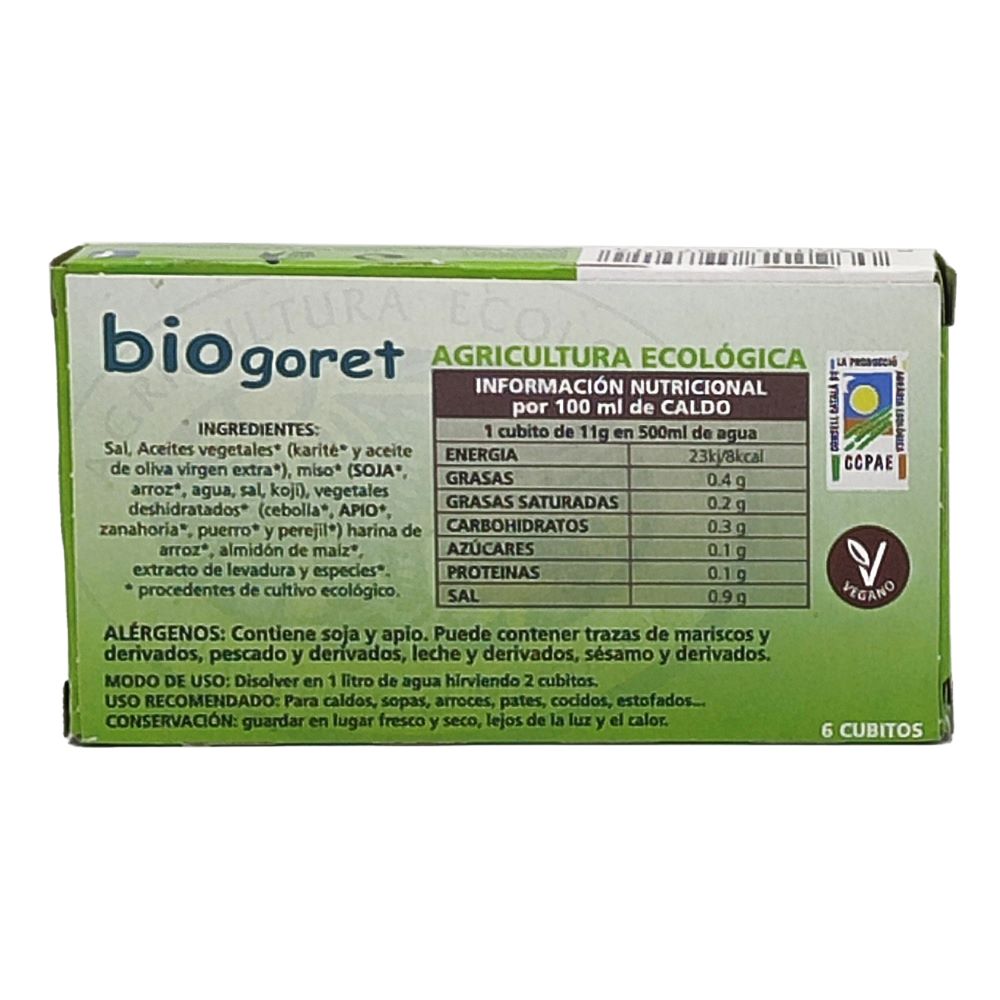 Cubitos de Caldo de Verduras Ecológico Biogoret - 6 x 11gr. - Imagen 2