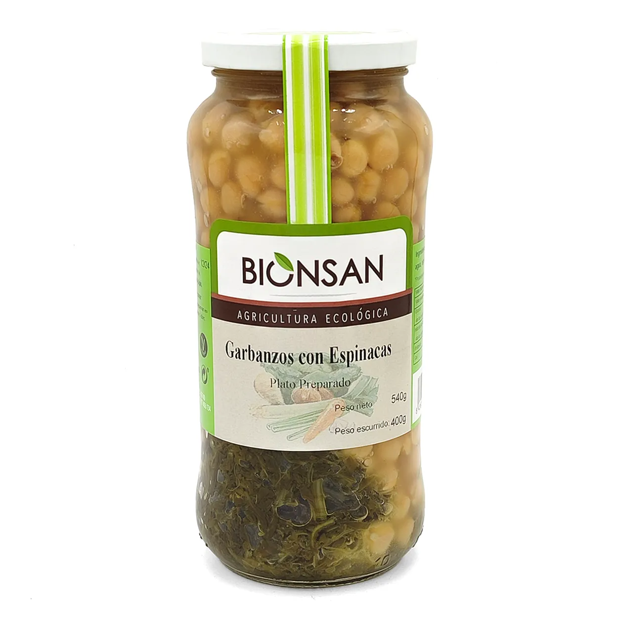 Garbanzos con Espinacas Ecológicos de Proximidad 540gr.