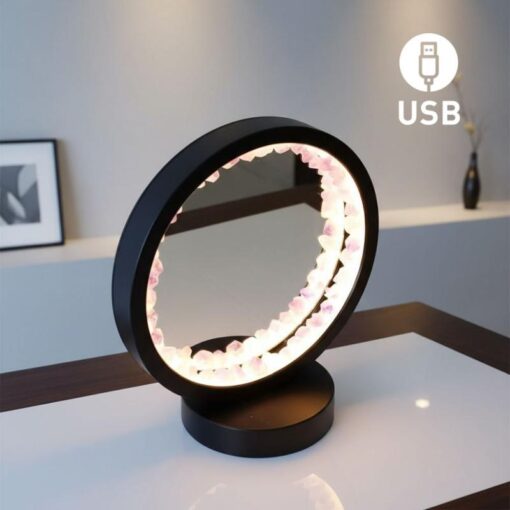 LÁMPARA/ESPEJO DE MESA KUNUGI DE AMATISTA - USB - 1 INTENSIDADES - NEGRA