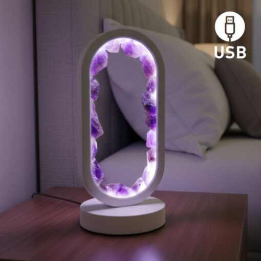 LÁMPARA DE MESA KUNUGI DE AMATISTA - USB - 3 INTENSIDADES - BLANCA