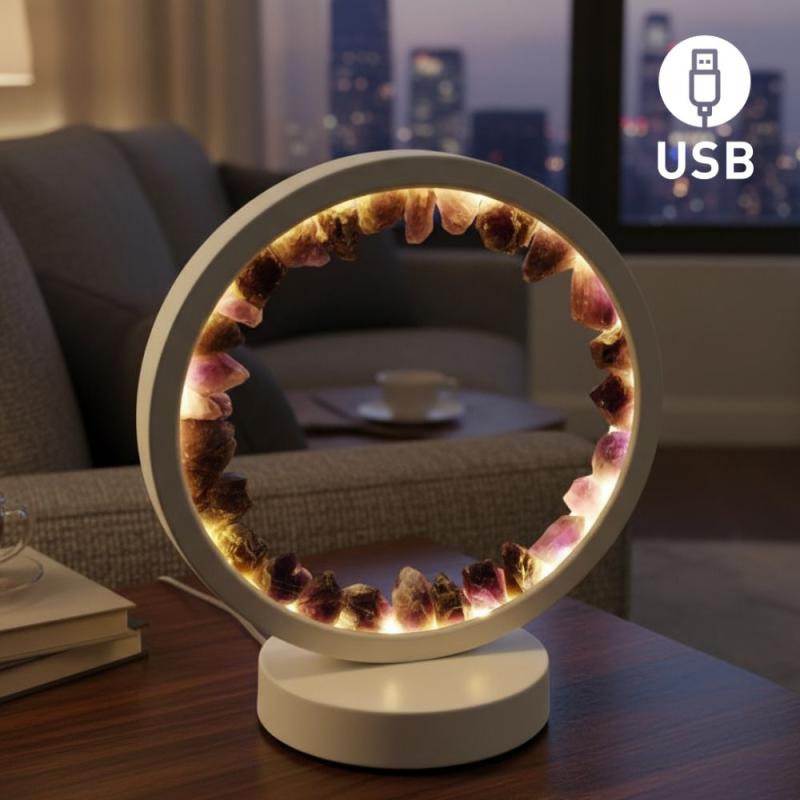 LÁMPARA DE MESA KUNUGI DE AMATISTA – USB – 1 INTENSIDADES – BLANCA