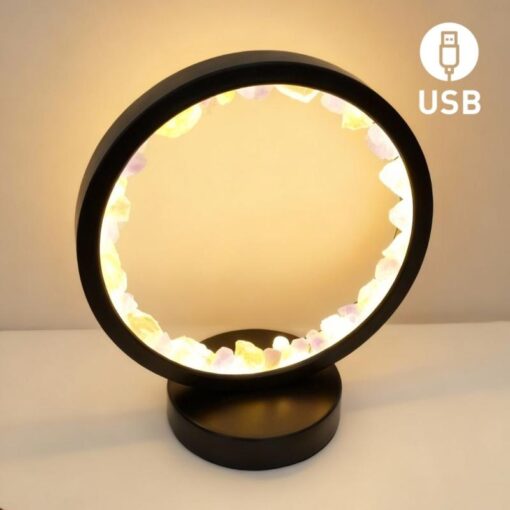 LÁMPARA DE MESA KUNUGI DE FLUORITA – USB – 3 INTENSIDADES – NEGRA