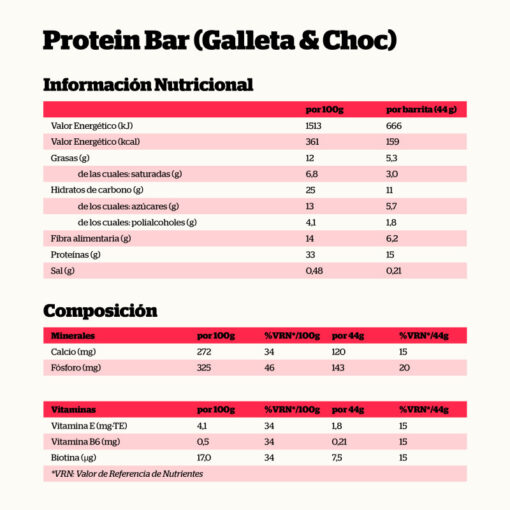 BARRITA PROTEICA GALLETA Y CHOCOLATE 44 GR. - Imagen 2