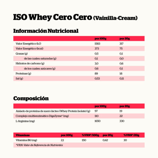 Alternative view of PROTEÍNA ISO WHEY CERO-CERO VAINILLA 900gr.