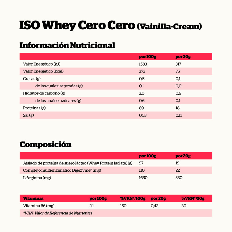 PROTEÍNA ISO WHEY CERO-CERO VAINILLA 900gr. - Imagen 2