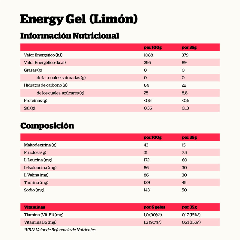 ENERGY GEL CON TAURINA LIMÓN 35GR. - Imagen 2