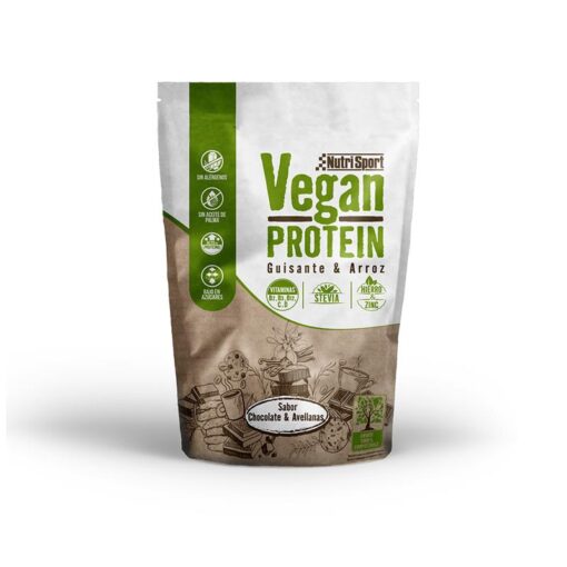 VEGAN PROTEIN PROTEÍNA VEGETAL DE GUISANTE Y ARROZ SABOR CHOCOLATE Y AVELLANA 468gr.