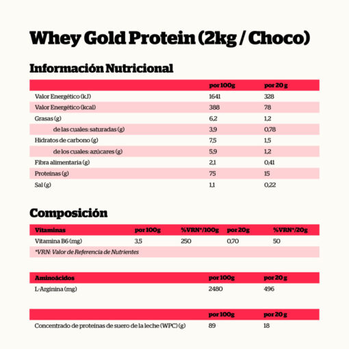 WHEY GOLD PROTEIN PLÁTANO 2Kg. - Imagen 2