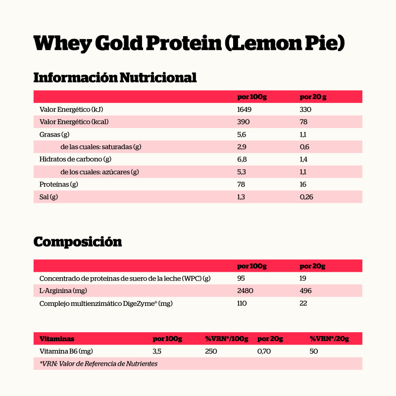 WHEY GOLD PROTEIN LEMON PIE 500gr. - Imagen 2