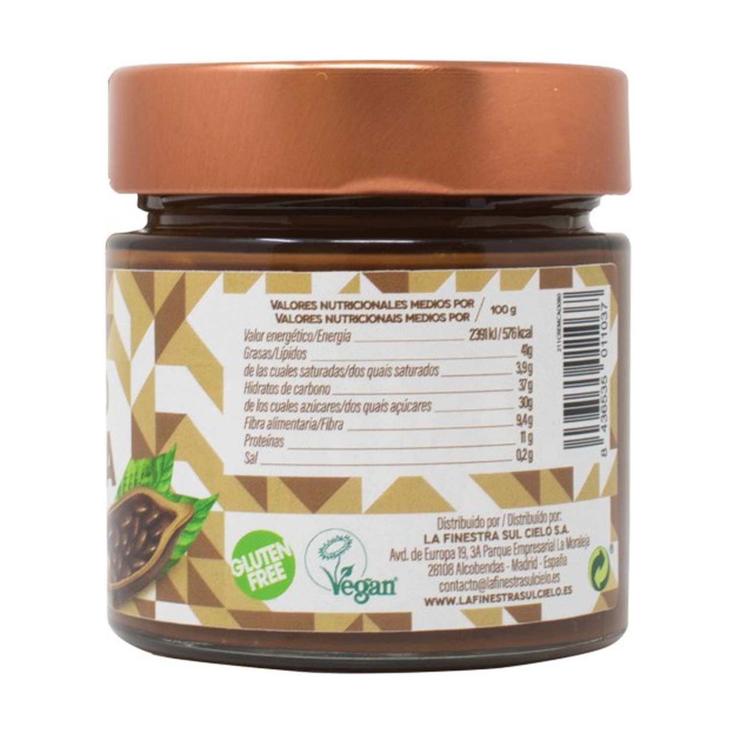Crema de cacao y avellana SIN GLUTEN - VEGAN BIO - 200gr. - Imagen 2