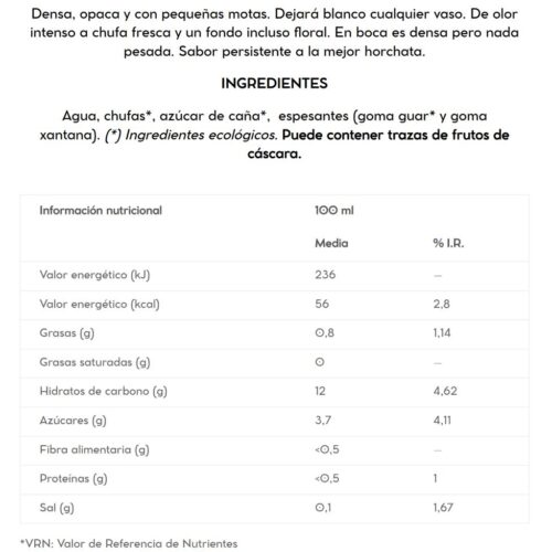 HORCHATA DE CHUFA SIN LACTOSA - 1L. - Imagen 2