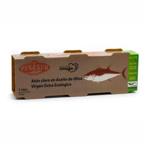 ATÚN CLARO EN ACEITE DE OLIVA VIRGEN EXTRA ECOLÓGICO 3×80gr.