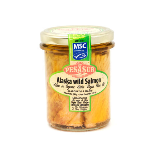 FILETES DE SALMÓN SALVAJE DE ALASKA MSC EN ACEITE DE OLIVA VIRGEN EXTRA ECOLÓGICO - 195gr.