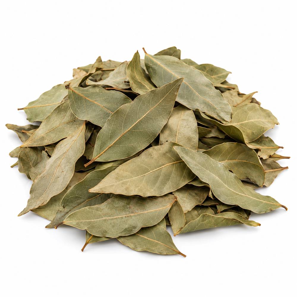 Laurel hoja 1 kg seco sobre fondo blanco